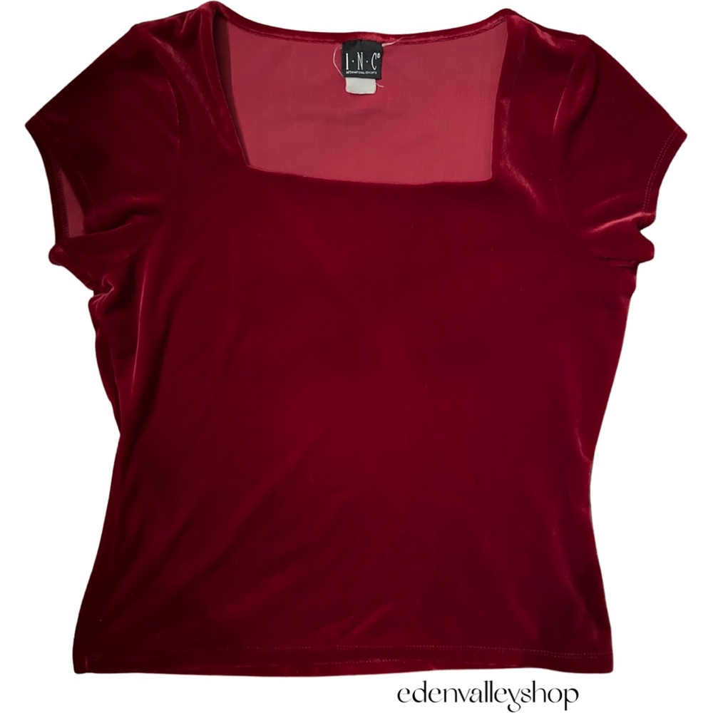 Red Velvet Square Neckline Blouse - Soft, Stylish, Sexy, Valentines Day …